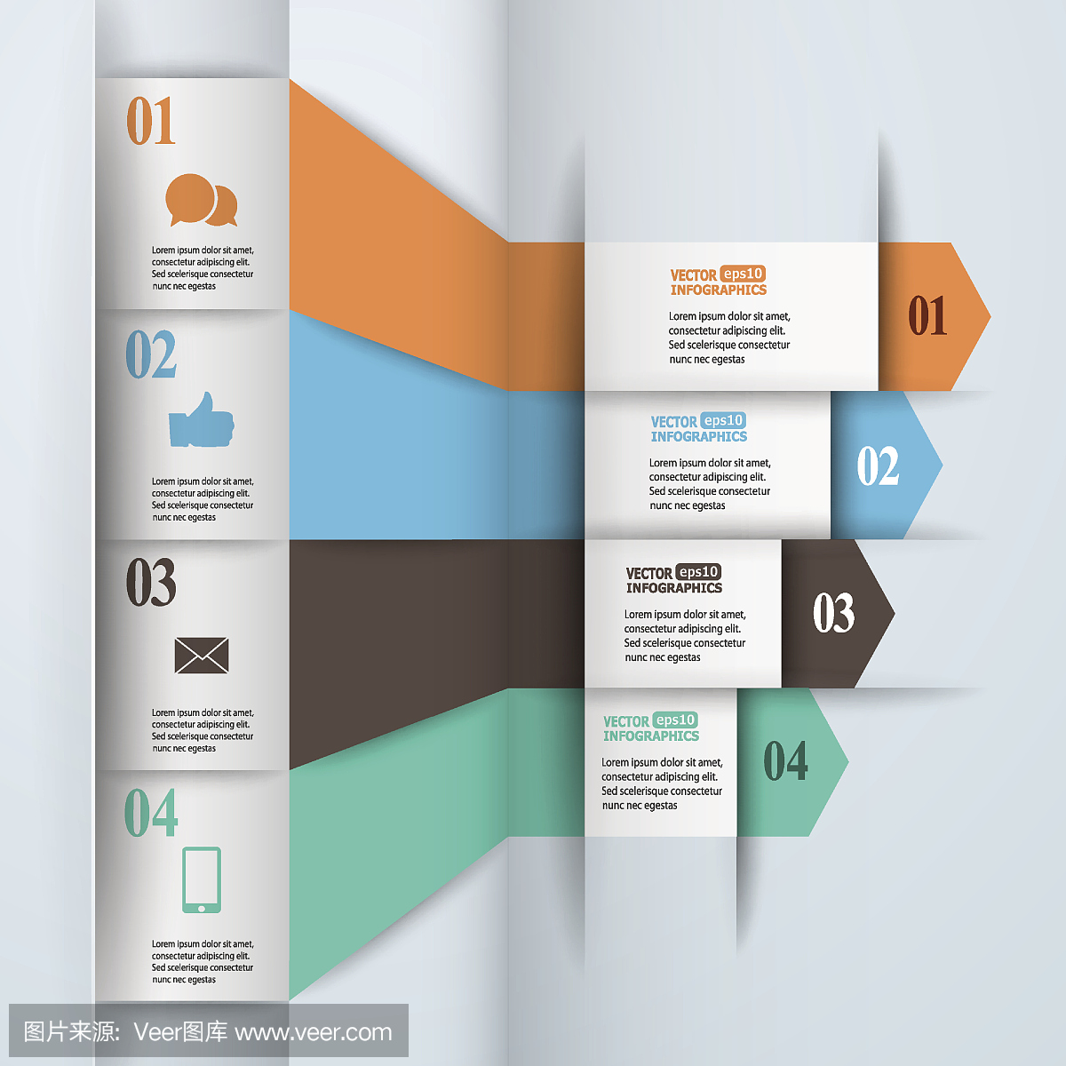 现代纸张信息图在平面设计上以新潮的色彩为宜
